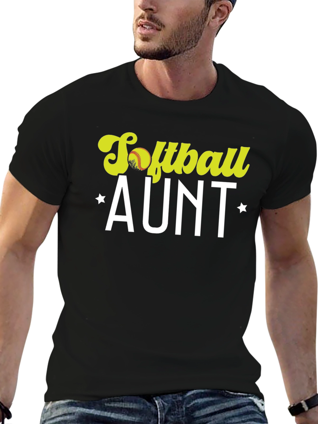 Softball Aunt T-Shirt - Black Cotton Tee