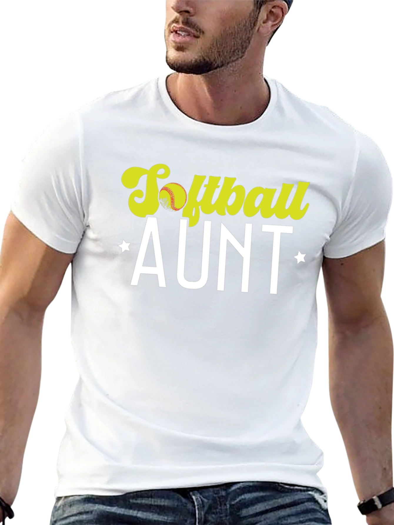 Softball Aunt T-Shirt - Black Cotton Tee