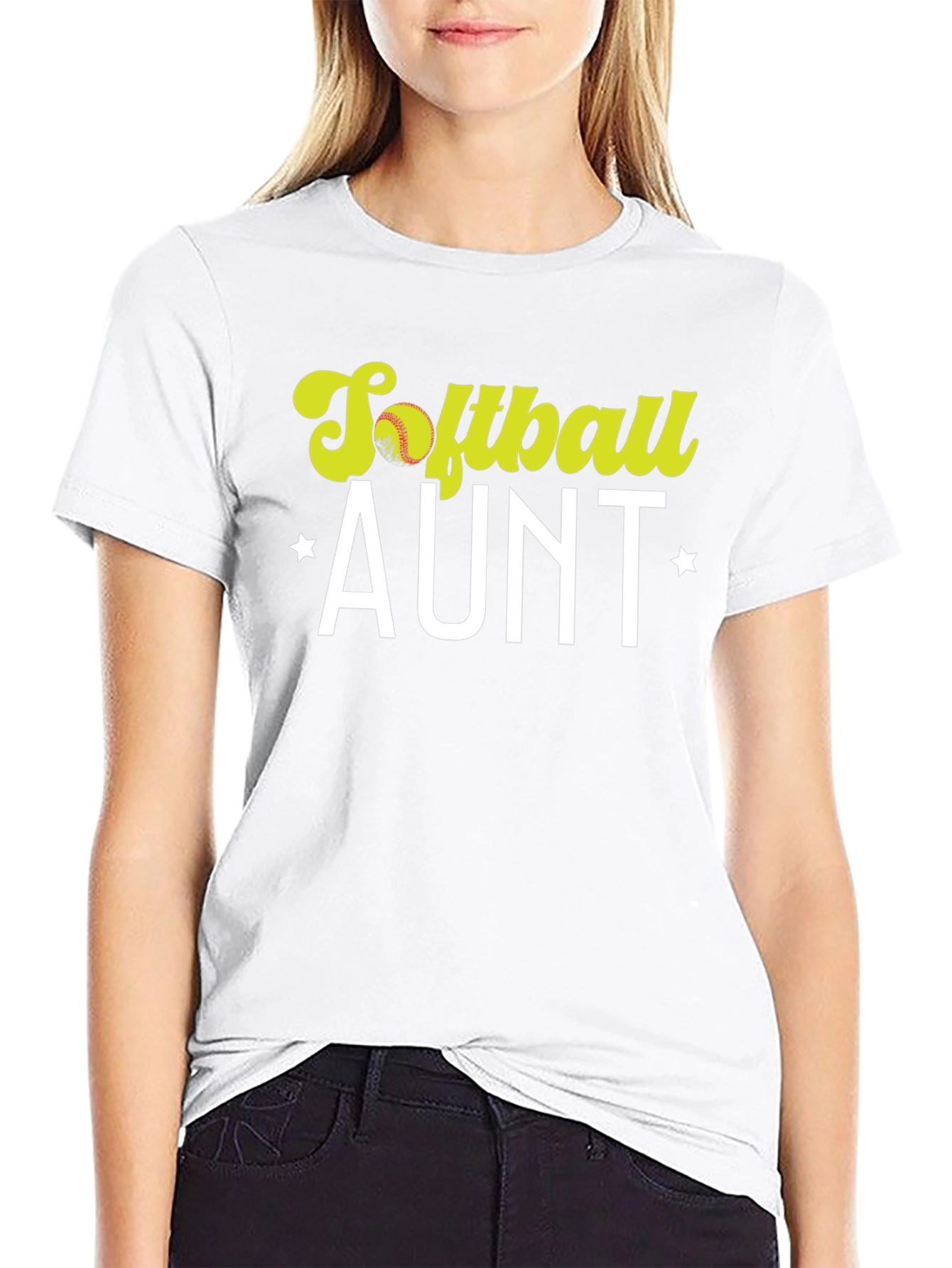 Softball Aunt T-Shirt - Black Cotton Tee