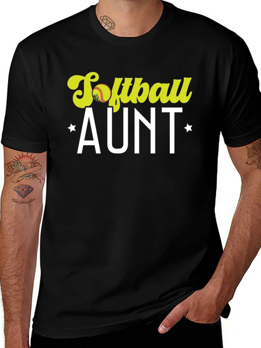 Softball Aunt T-Shirt - Black Cotton Tee