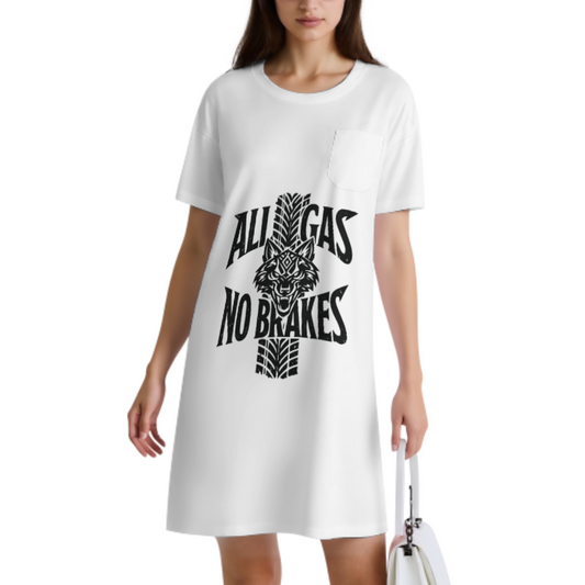 All Gas No Brakes Wolf Graphic T-Shirt Dress – Bold Off-Road Adventure Style(z1024)