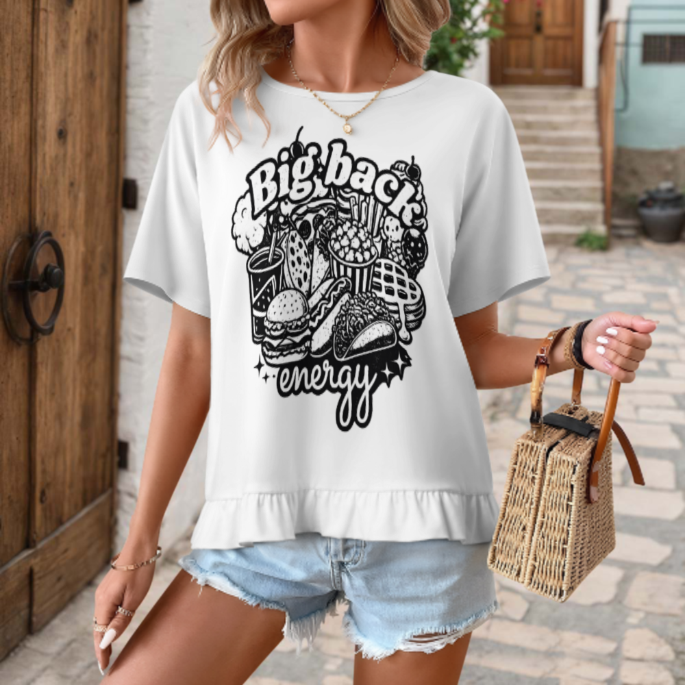 Big Back Energy Funny Food Lover Graphic Tee – Fast Food Humor Shirt for Snack Enthusiasts(z1002)