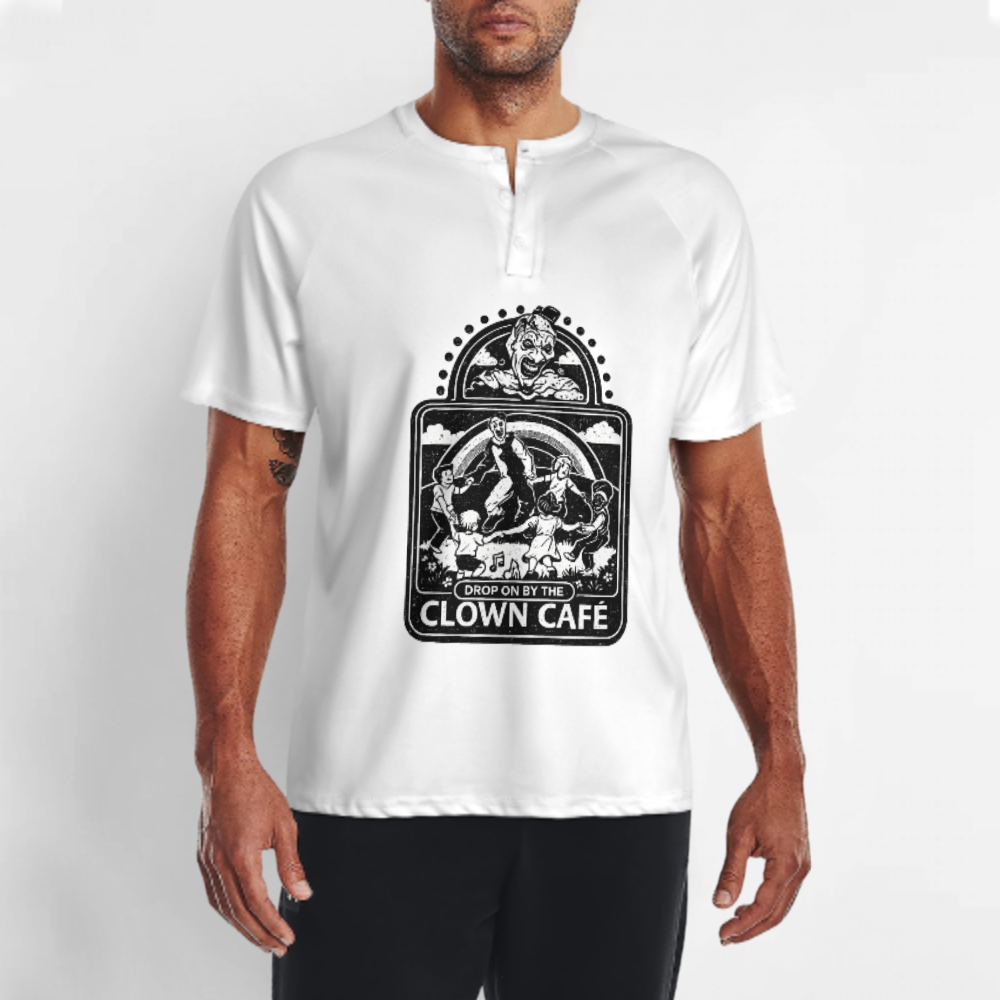 Drop On By The Clown Café T-Shirt | Vintage Horror Carnival Graphic Tee(z1012)