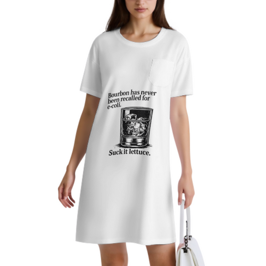 Bourbon Has Never Been Recalled Funny Whiskey Lover Graphic T-Shirt Dress(z1028)