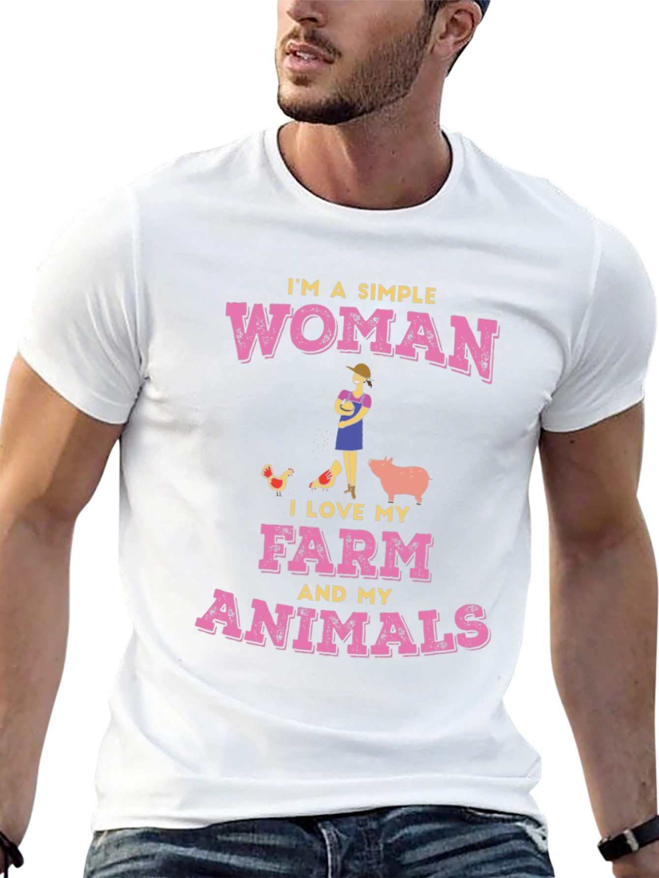 Simple Woman Farm Animals Graphic Tee