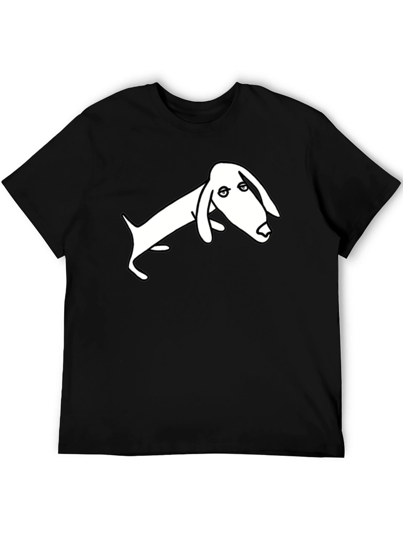 Black T-Shirt with Minimalist Dachshund Design
