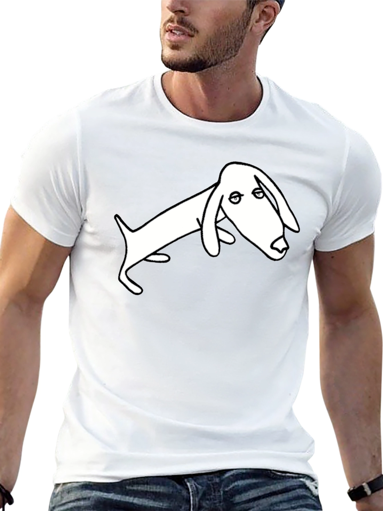 Black T-Shirt with Minimalist Dachshund Design