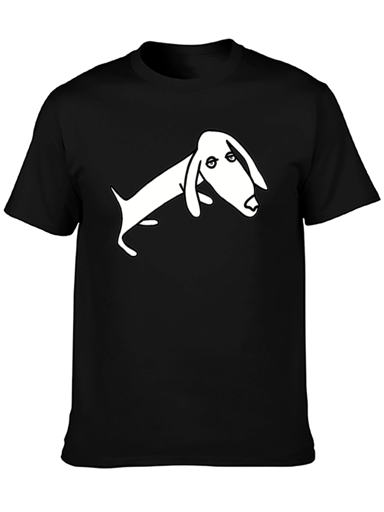 Black T-Shirt with Minimalist Dachshund Design