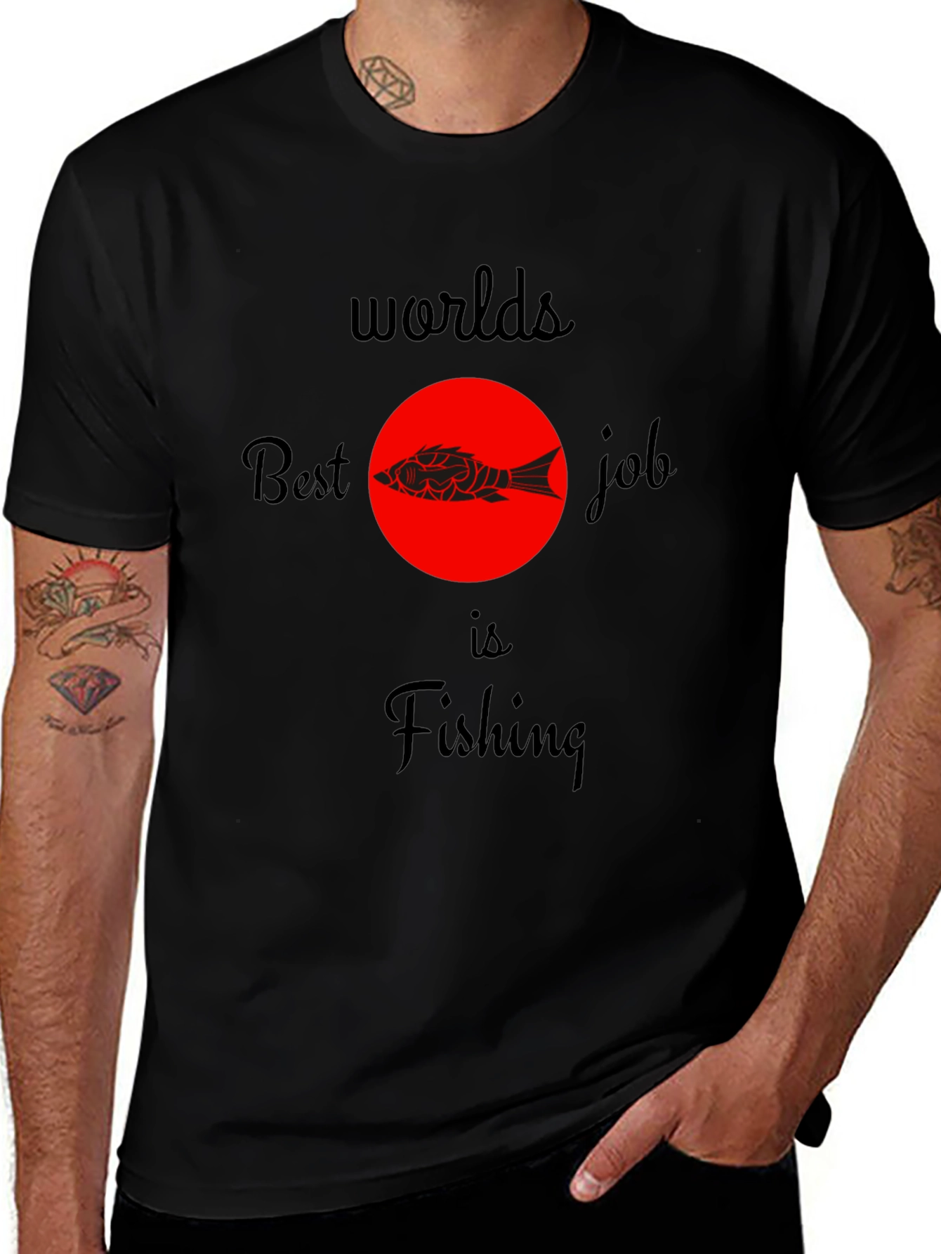 Worlds Best Job is Fishing Graphic T-Shirt