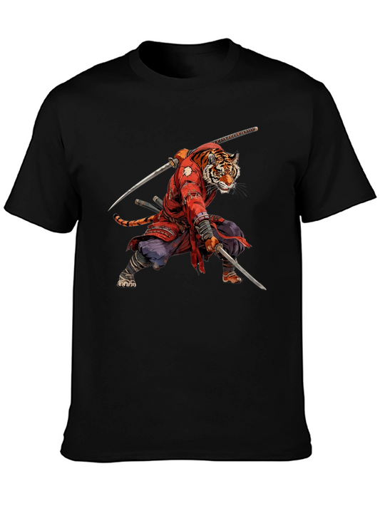 Tiger Samurai Graphic T-Shirt - Bold Animal Warrior Design