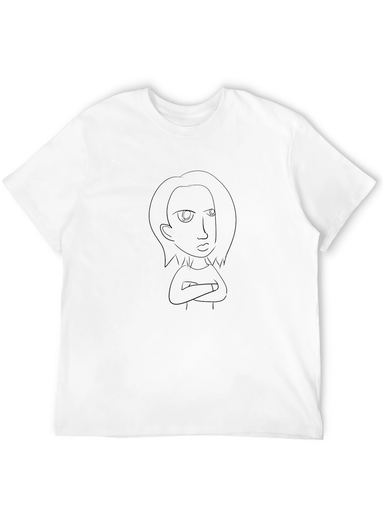 Cartoon Line Art Black T-Shirt