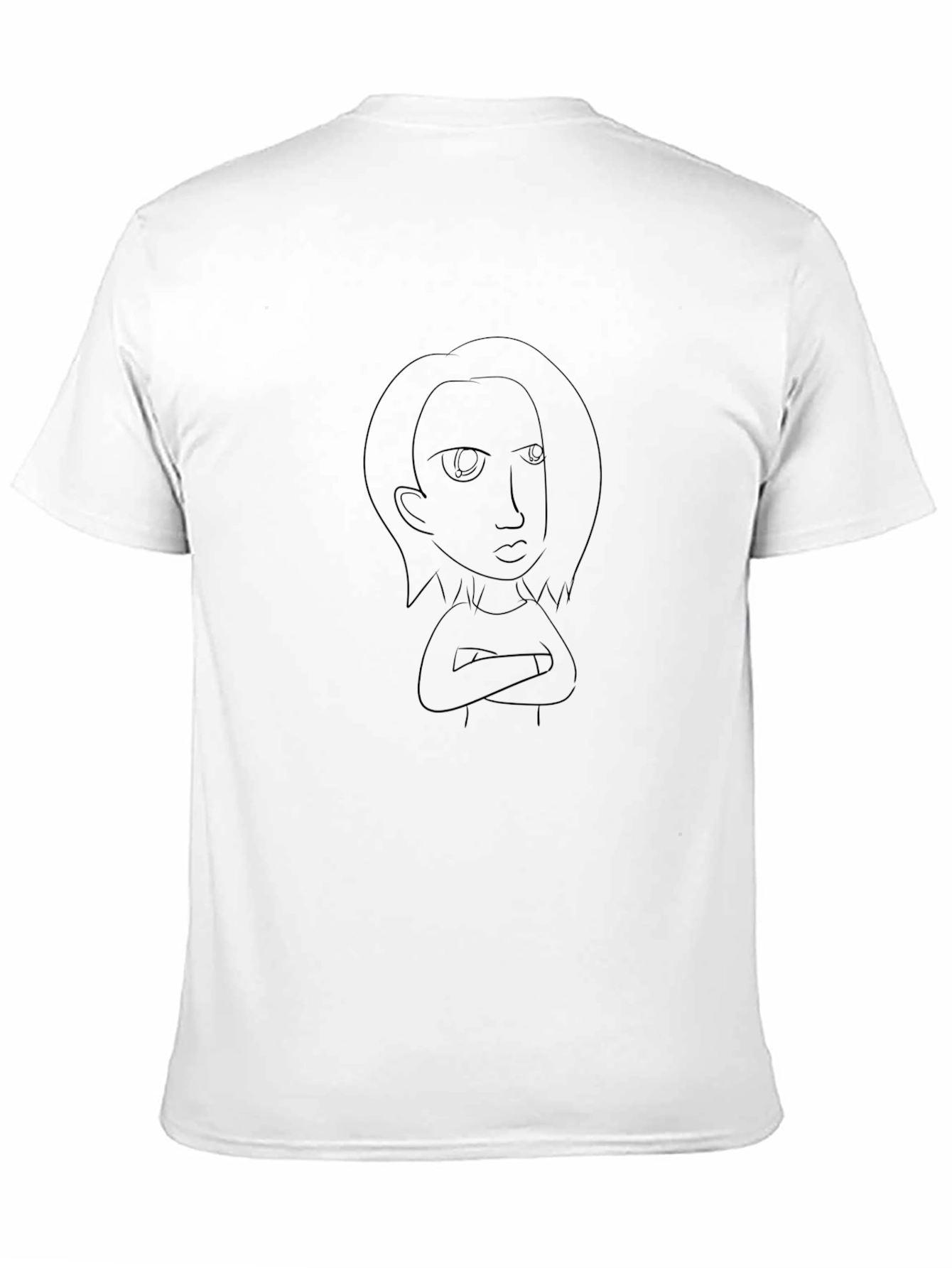 Cartoon Line Art Black T-Shirt