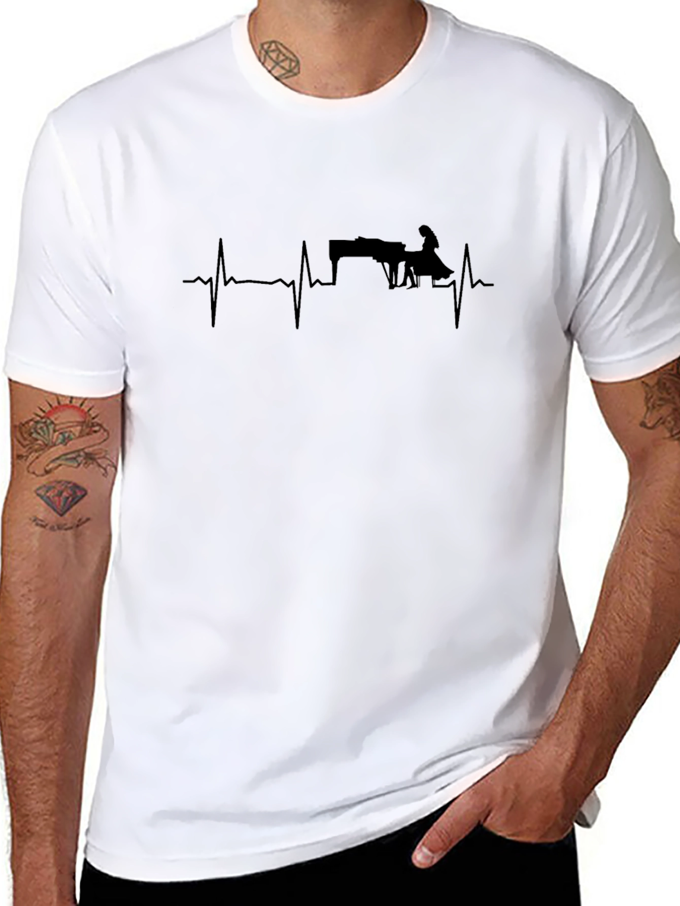 Piano Heartbeat Graphic Tee - Music Lovers Shirt