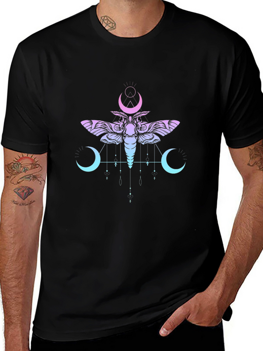 Moth and Moon Graphic T-Shirt - Black