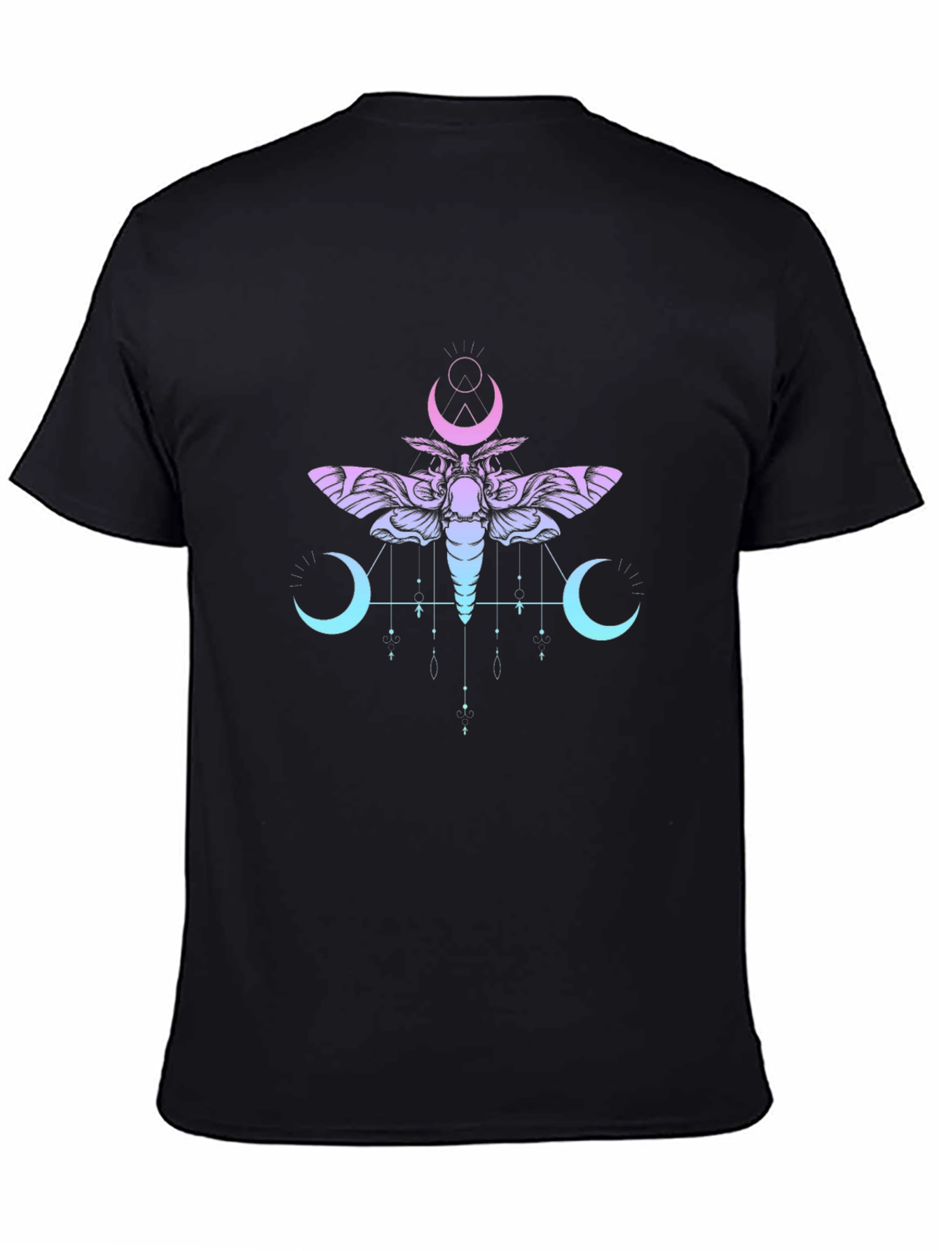 Moth and Moon Graphic T-Shirt - Black