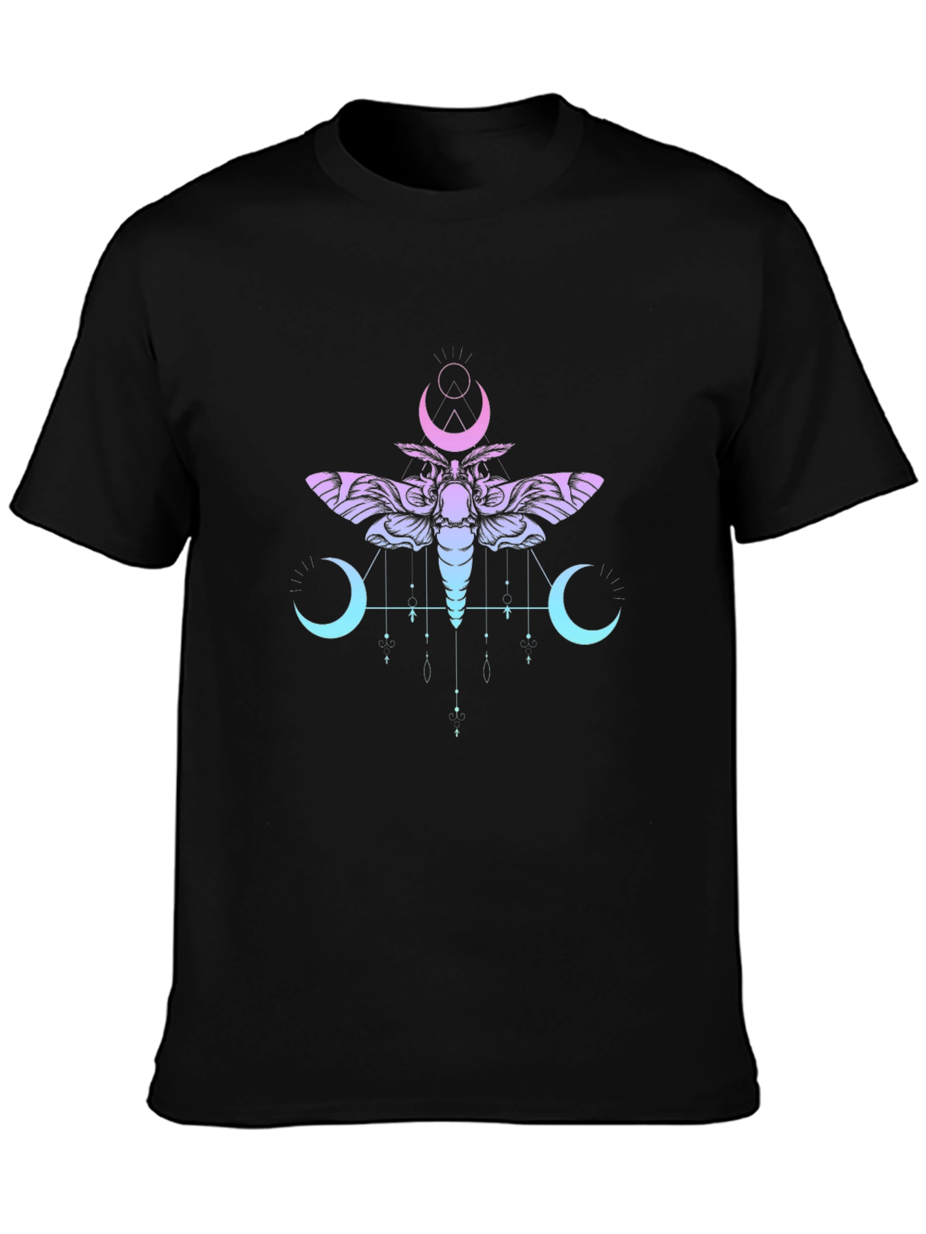 Moth and Moon Graphic T-Shirt - Black