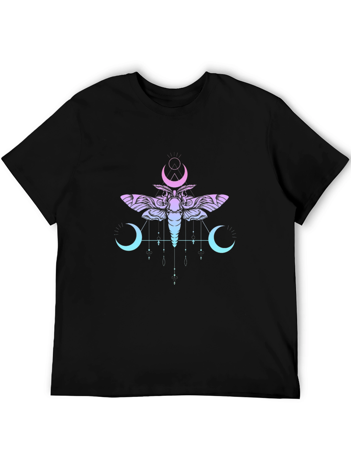 Moth and Moon Graphic T-Shirt - Black