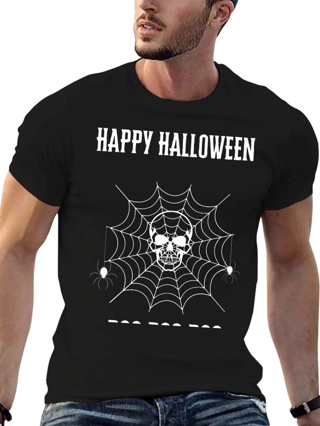 Happy Halloween Skull Spiderweb T-Shirt