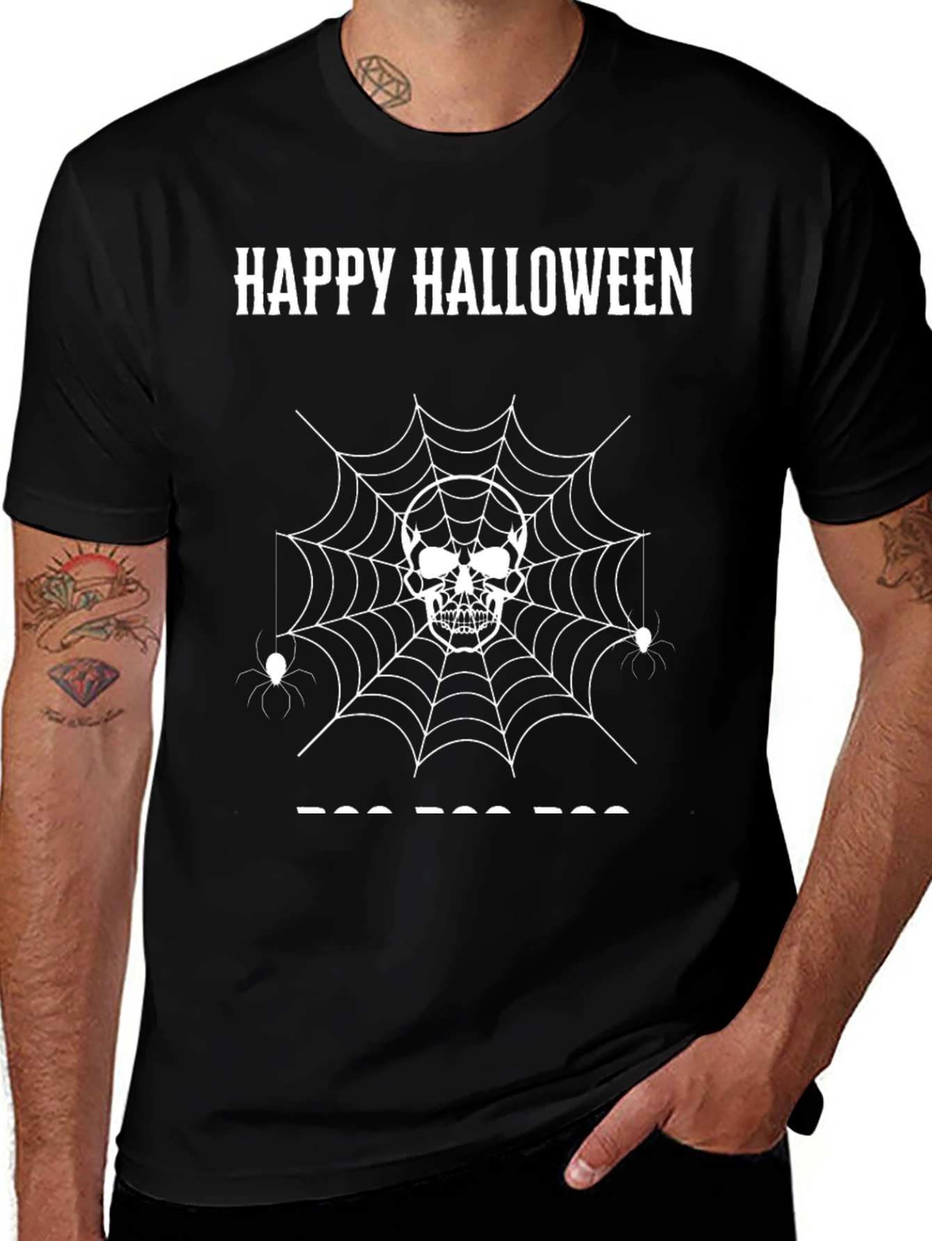 Happy Halloween Skull Spiderweb T-Shirt