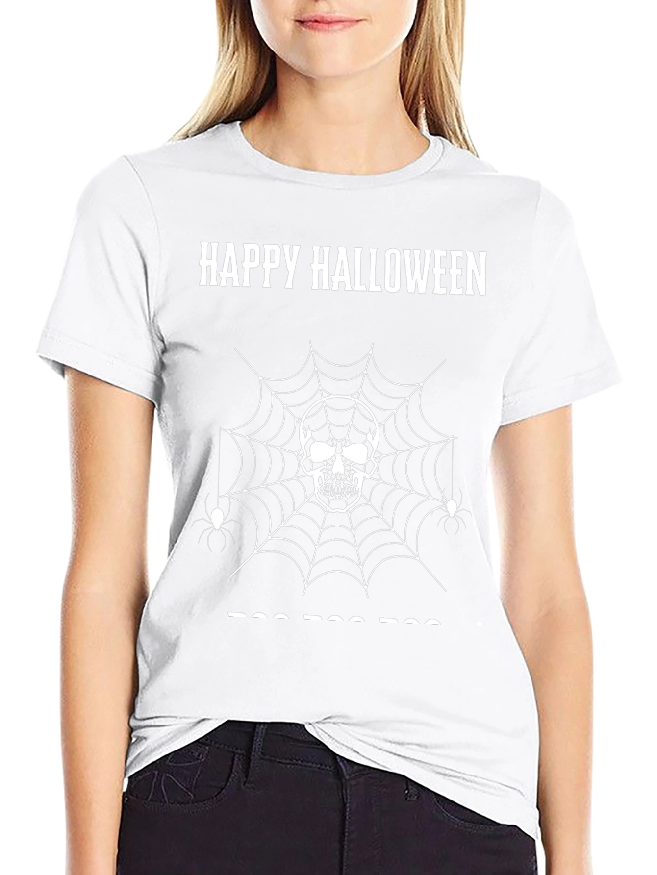 Happy Halloween Skull Spiderweb T-Shirt