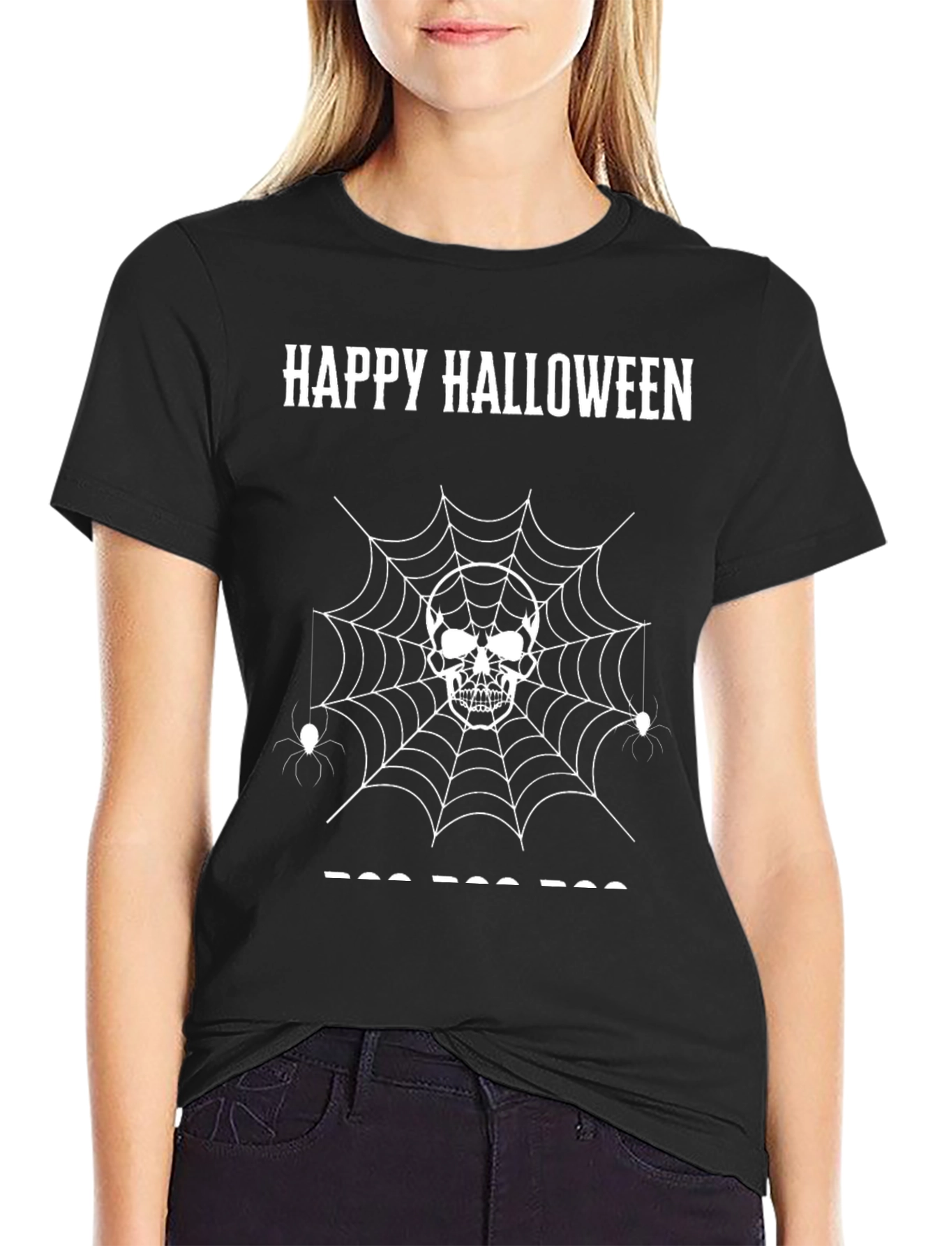 Happy Halloween Skull Spiderweb T-Shirt