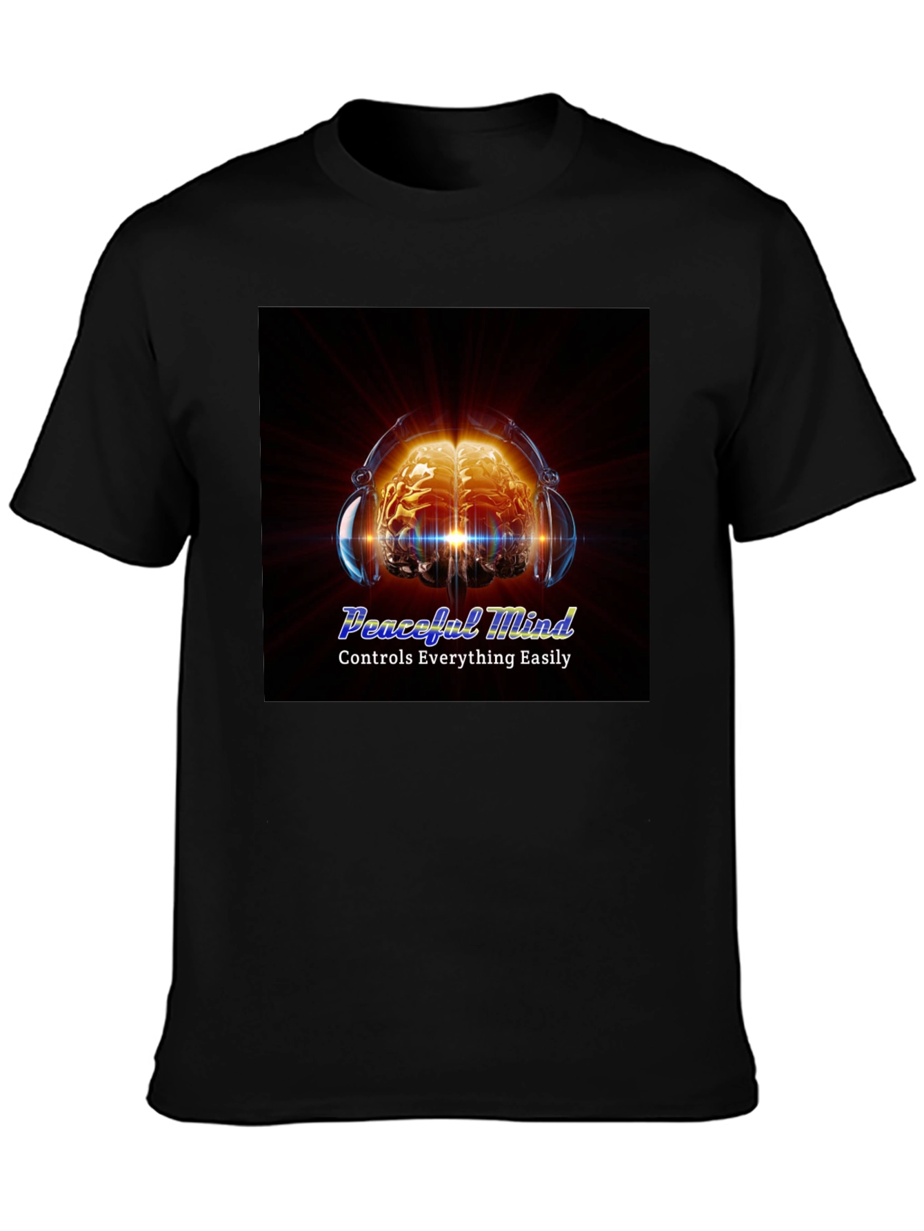 Peaceful Mind Graphic Tee - Brain & Headphones Design
