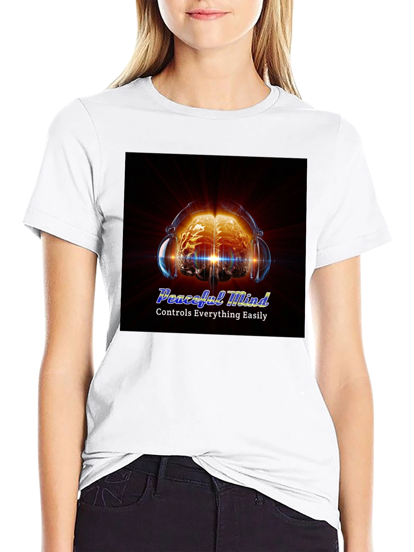 Peaceful Mind Graphic Tee - Brain & Headphones Design