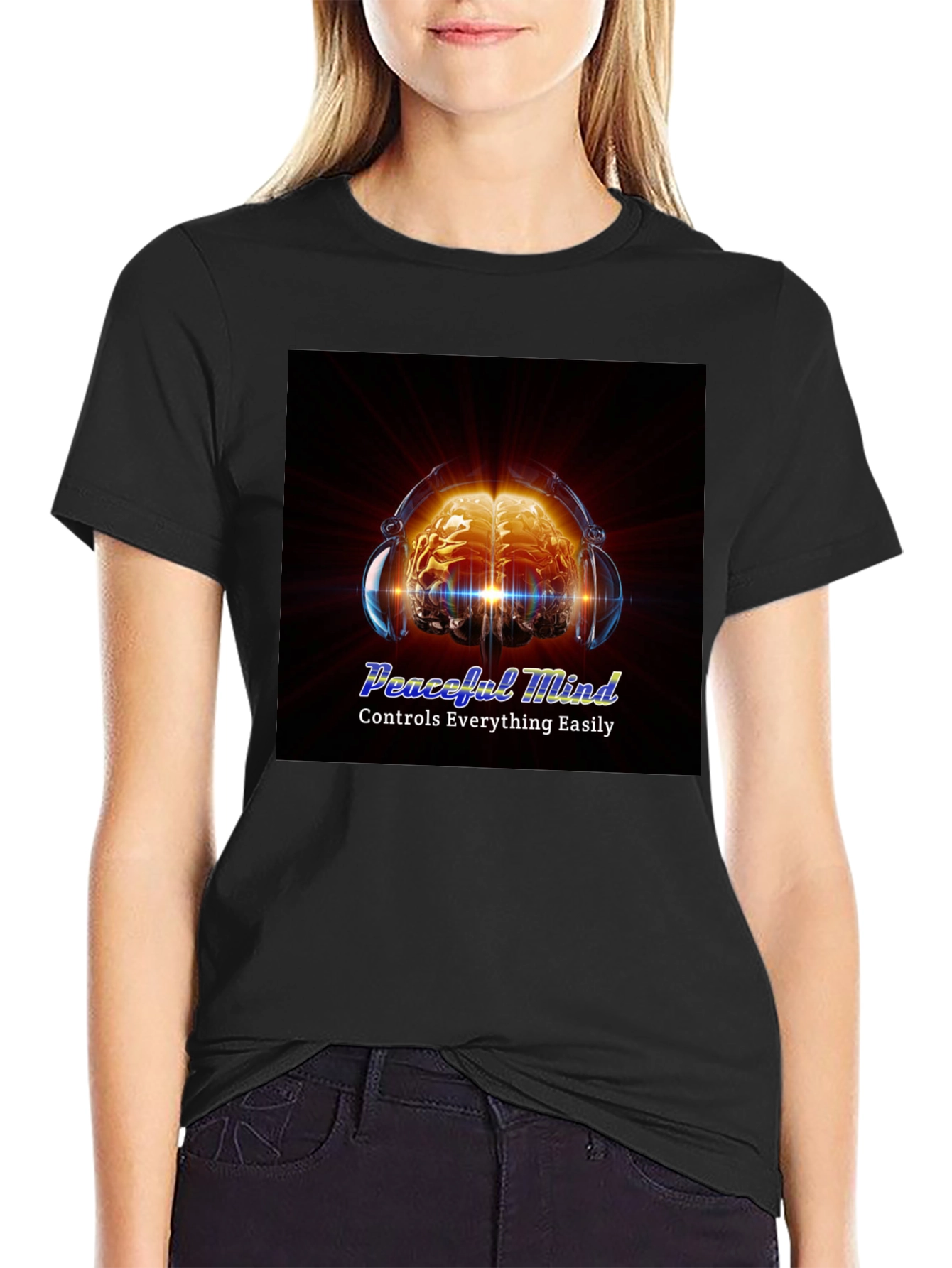 Peaceful Mind Graphic Tee - Brain & Headphones Design