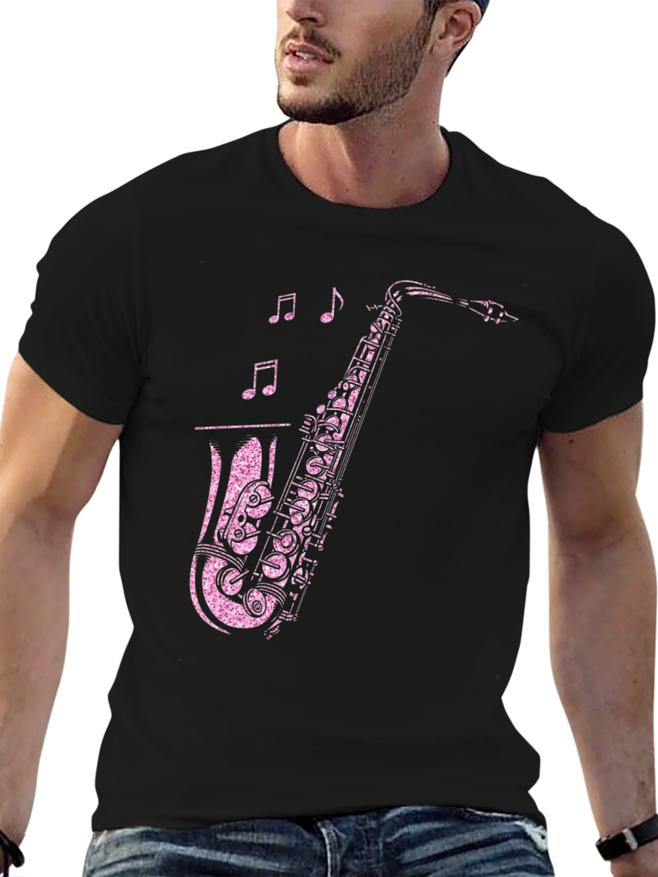 Saxophone Graphic Print T-Shirt