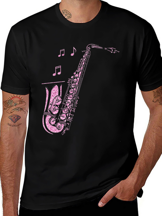 Saxophone Graphic Print T-Shirt