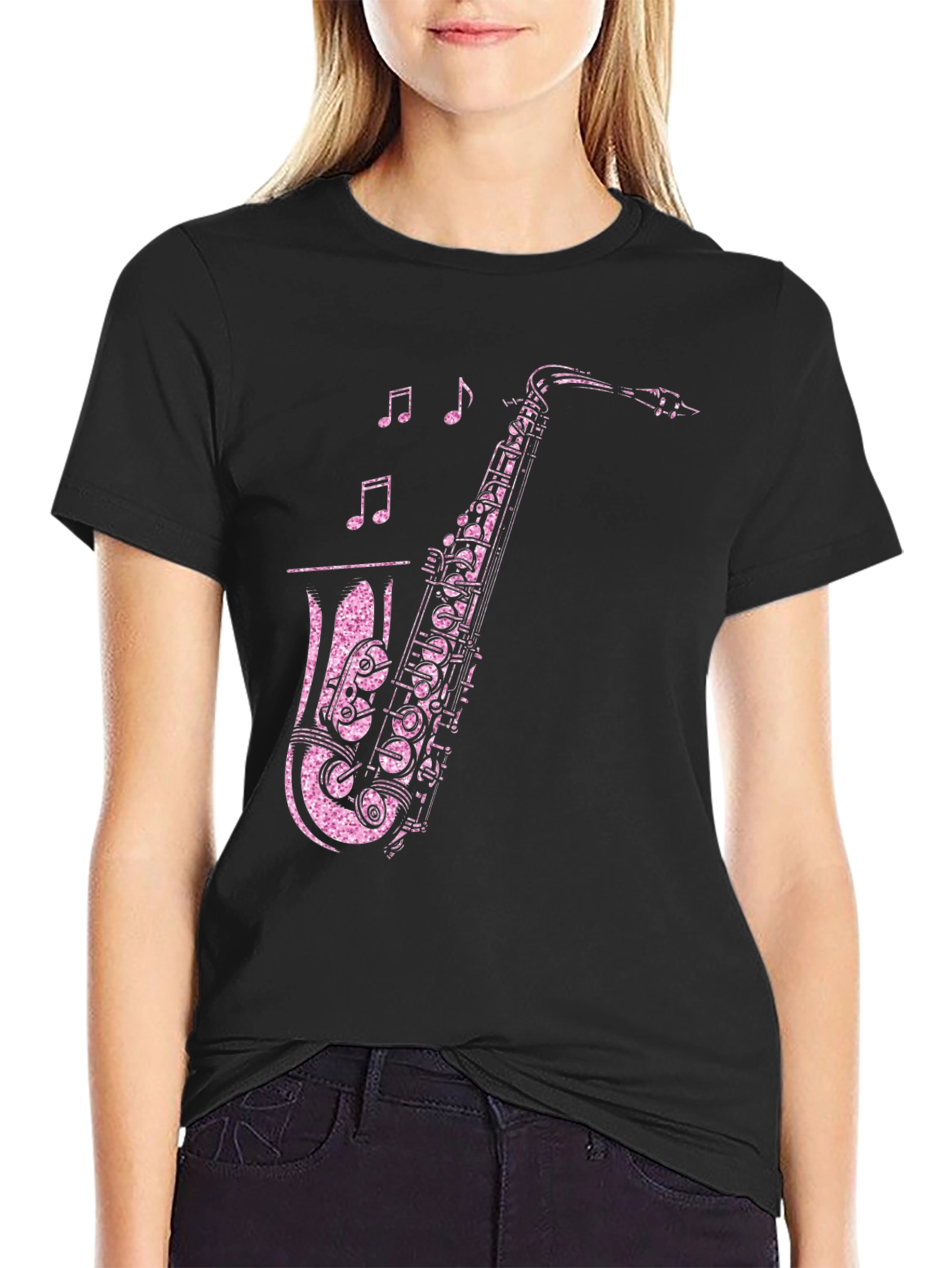 Saxophone Graphic Print T-Shirt