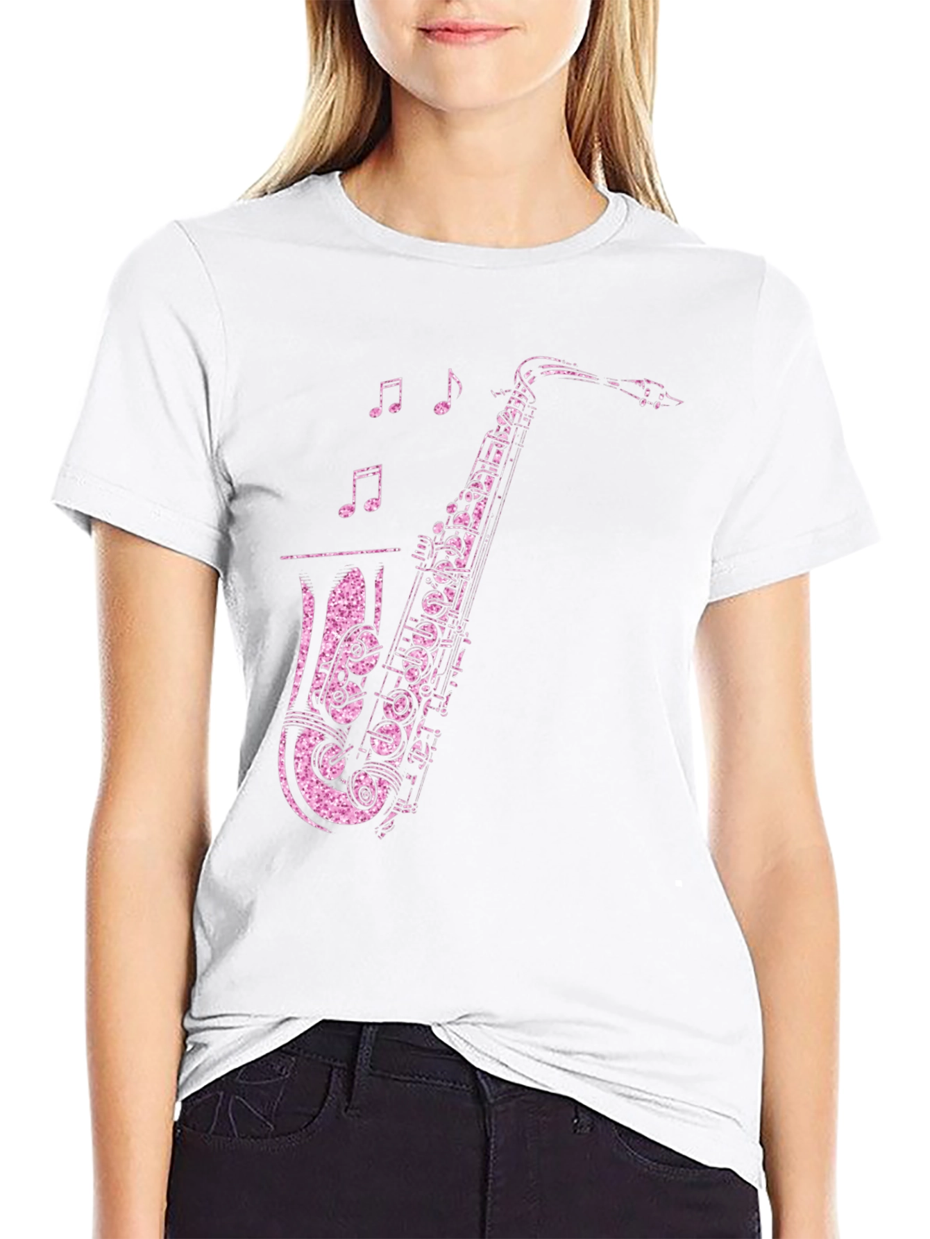 Saxophone Graphic Print T-Shirt