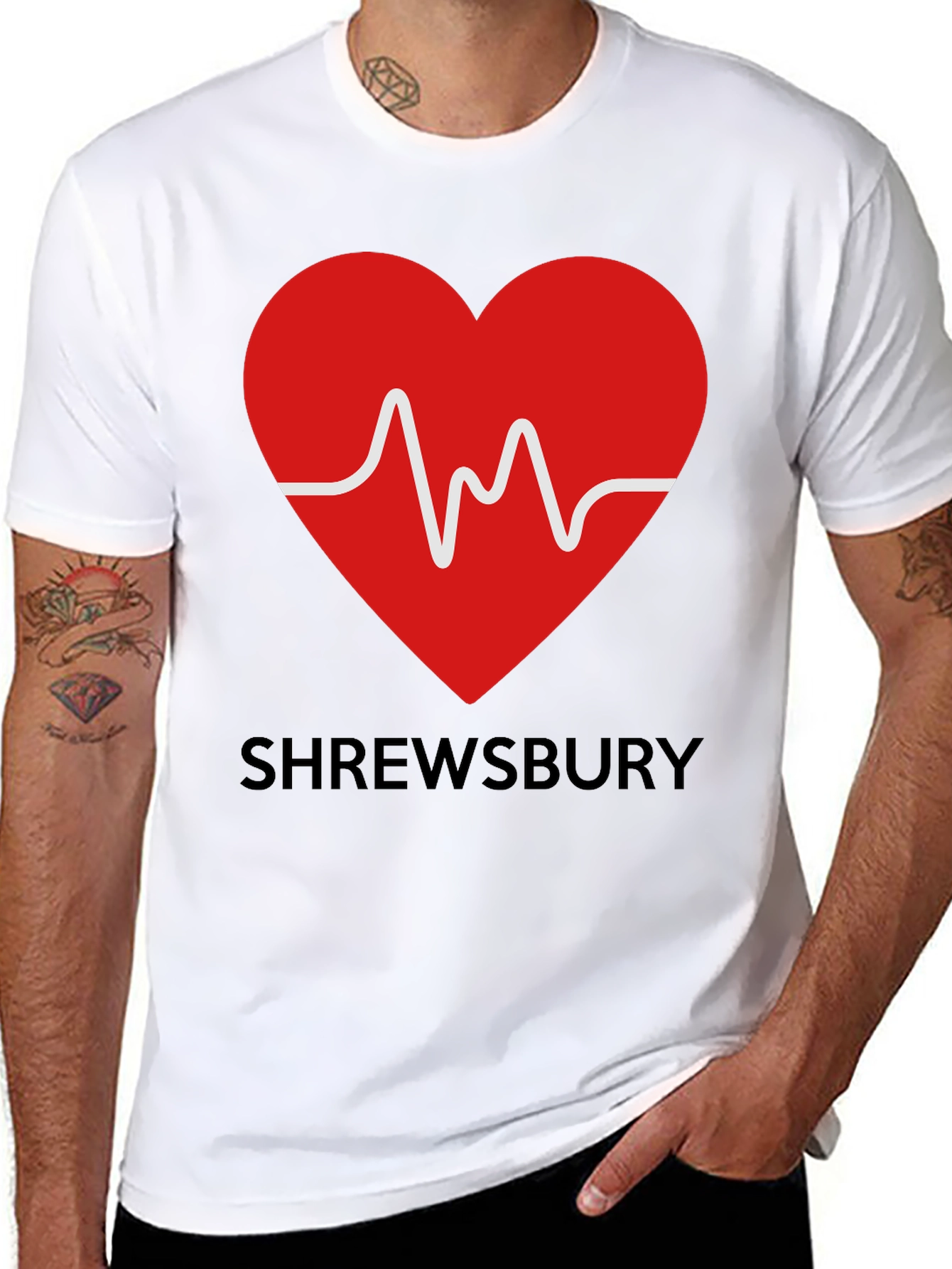 Shrewsbury Heartbeat Graphic Tee - Black Cotton