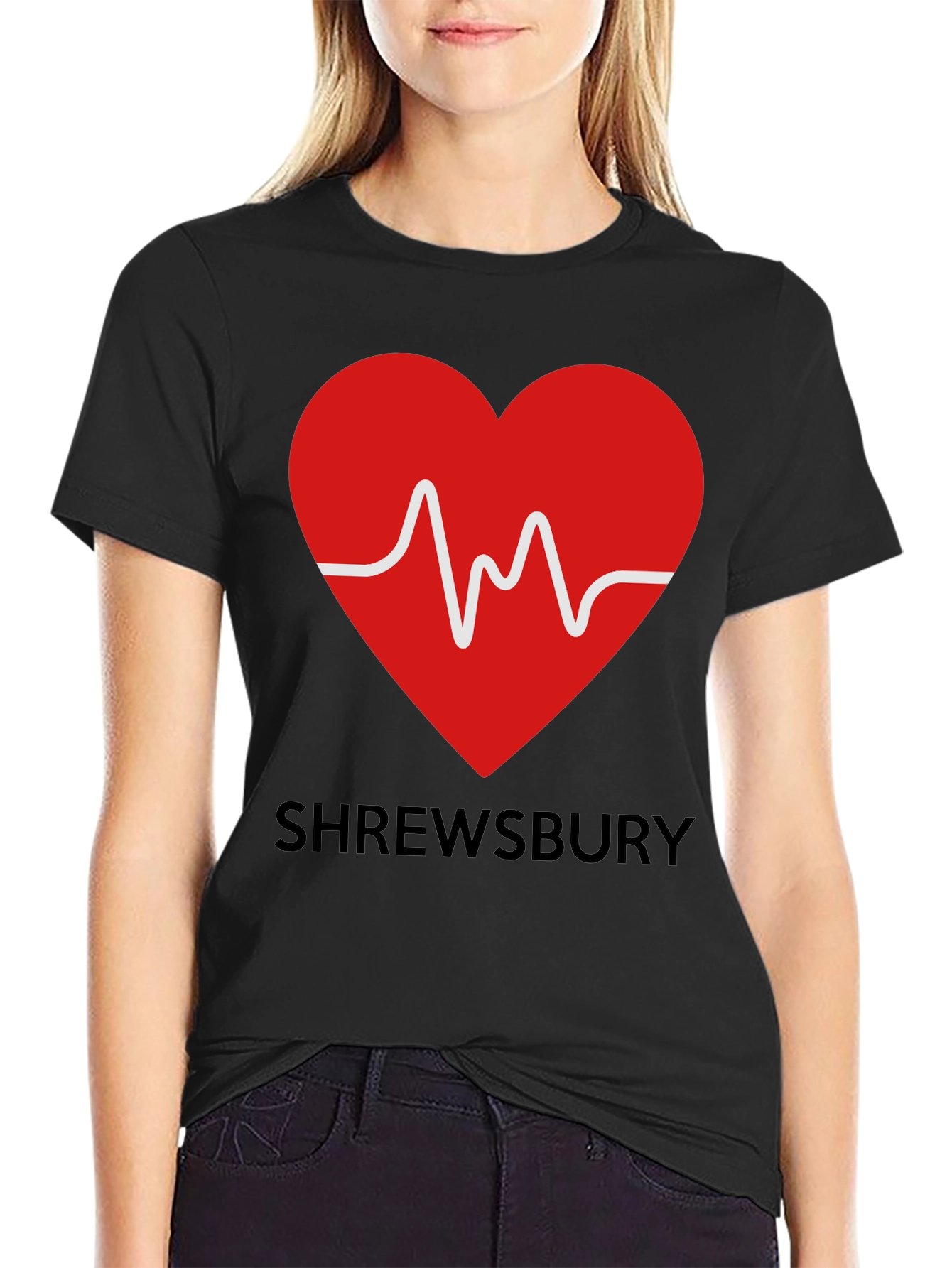 Shrewsbury Heartbeat Graphic Tee - Black Cotton
