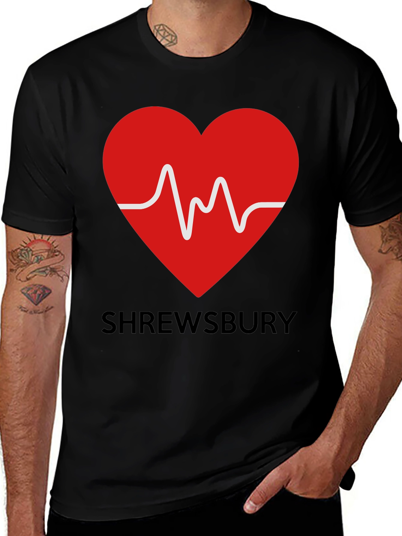 Shrewsbury Heartbeat Graphic Tee - Black Cotton