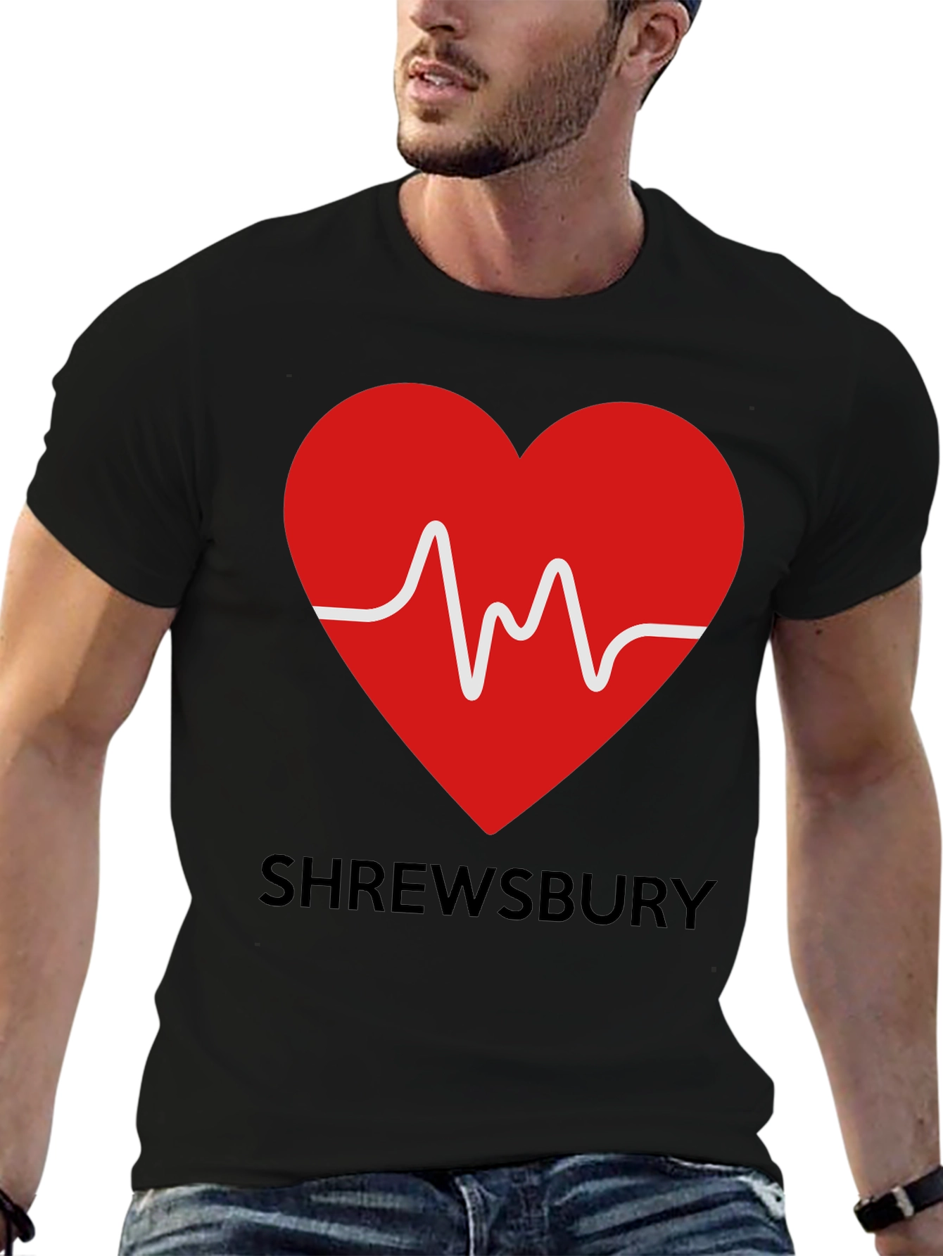 Shrewsbury Heartbeat Graphic Tee - Black Cotton