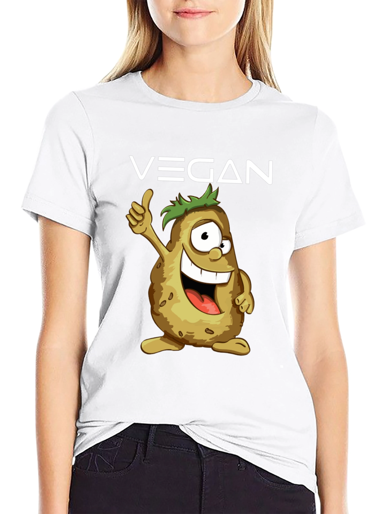 Vegan Potato Cartoon T-Shirt