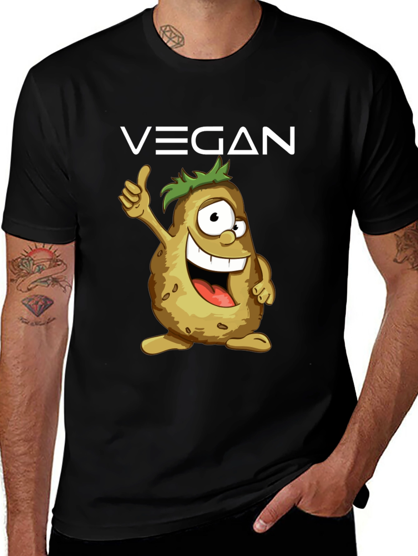 Vegan Potato Cartoon T-Shirt