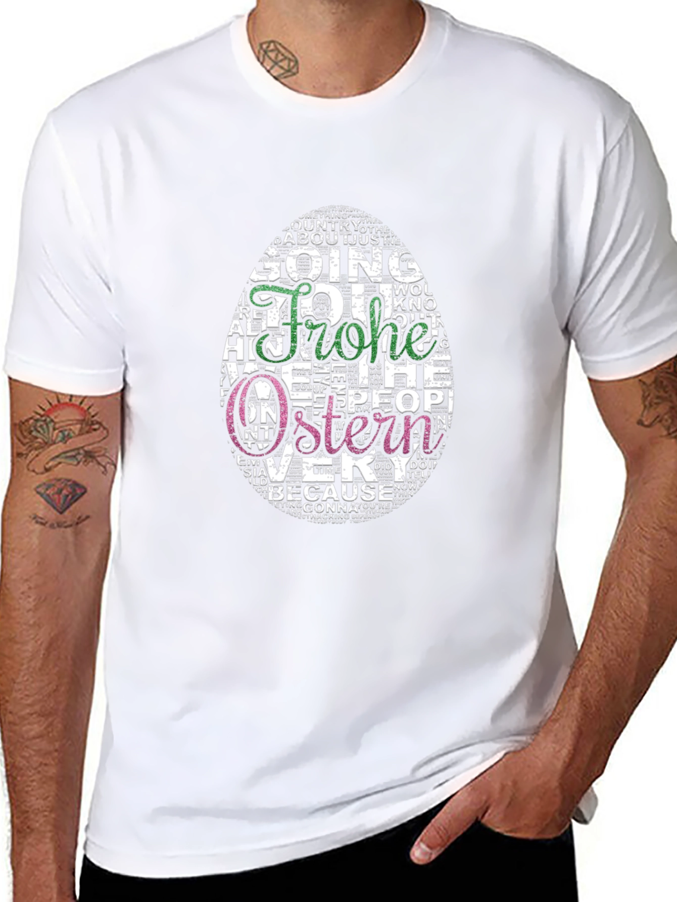 Frohe Ostern Easter Egg Word Art T-Shirt