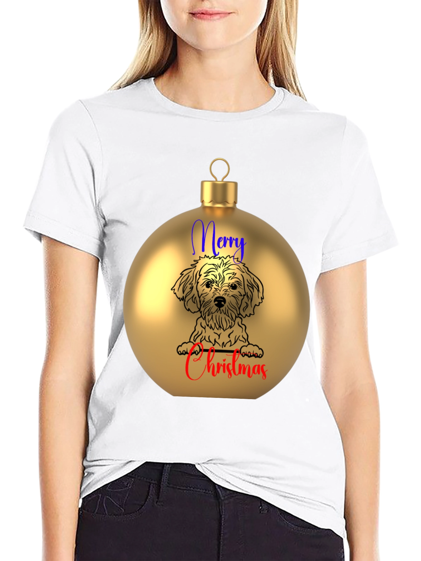 Merry Christmas Dog Ornament T-Shirt – Festive Dog Lover Tee