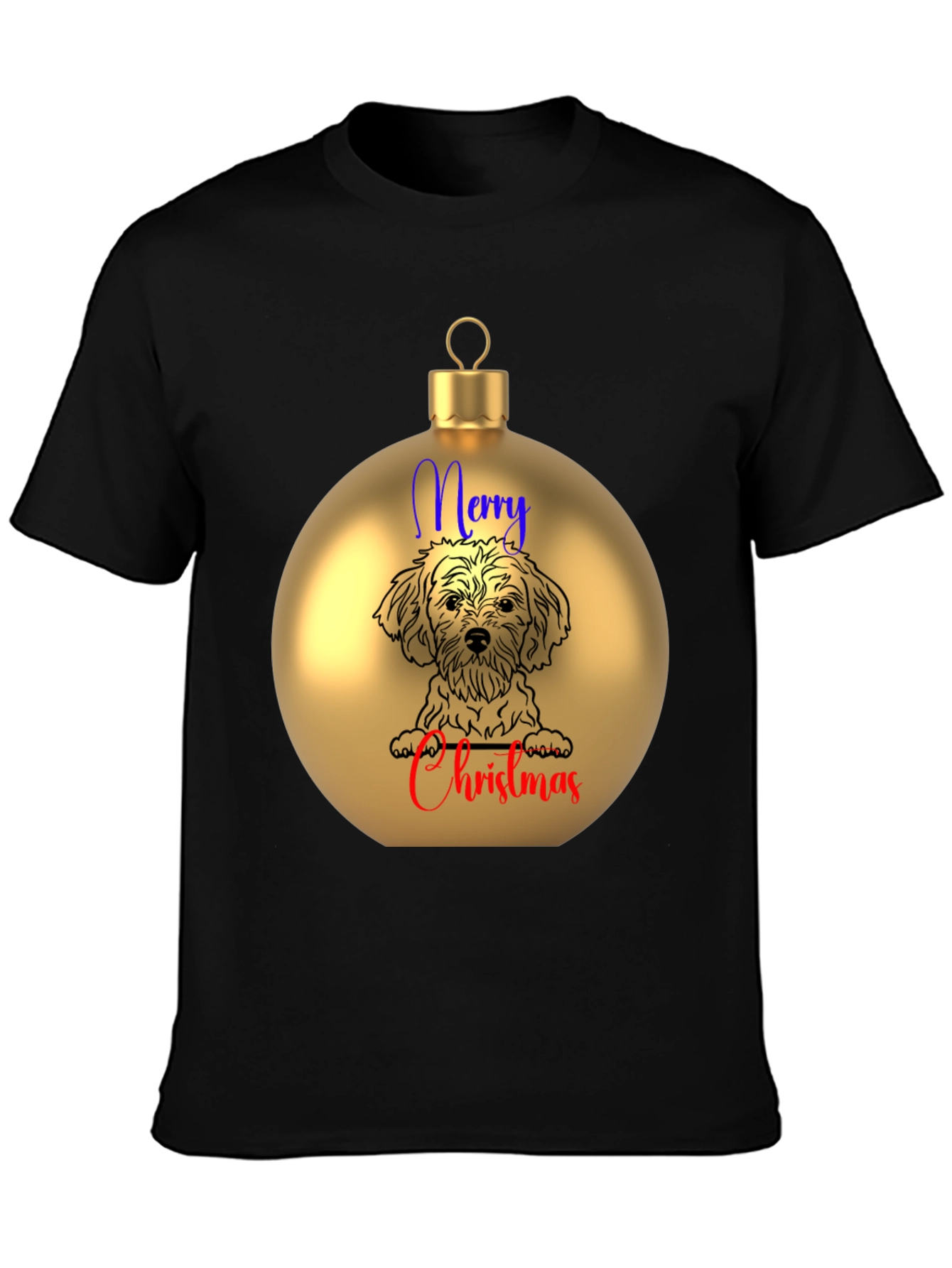 Merry Christmas Dog Ornament T-Shirt – Festive Dog Lover Tee