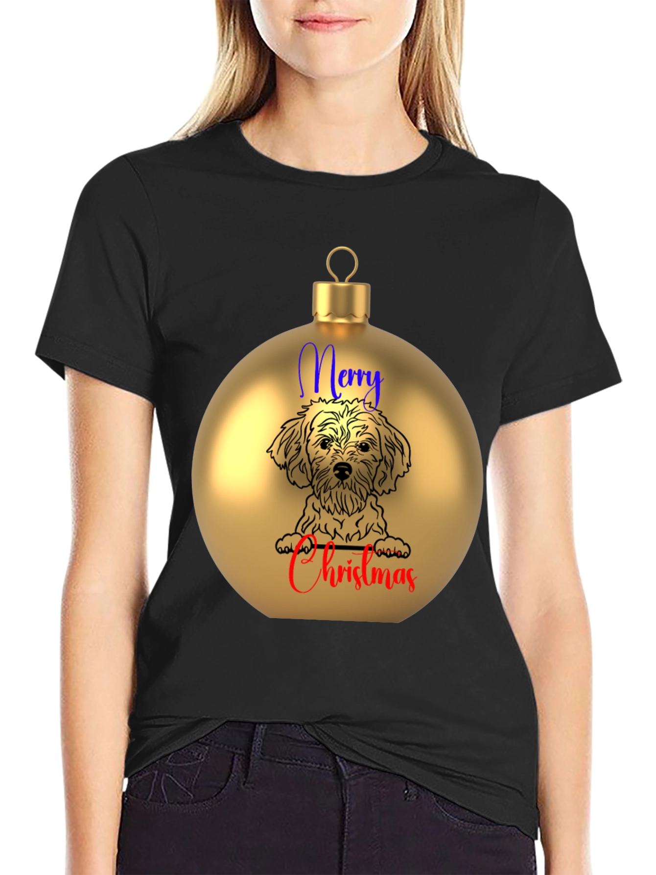 Merry Christmas Dog Ornament T-Shirt – Festive Dog Lover Tee