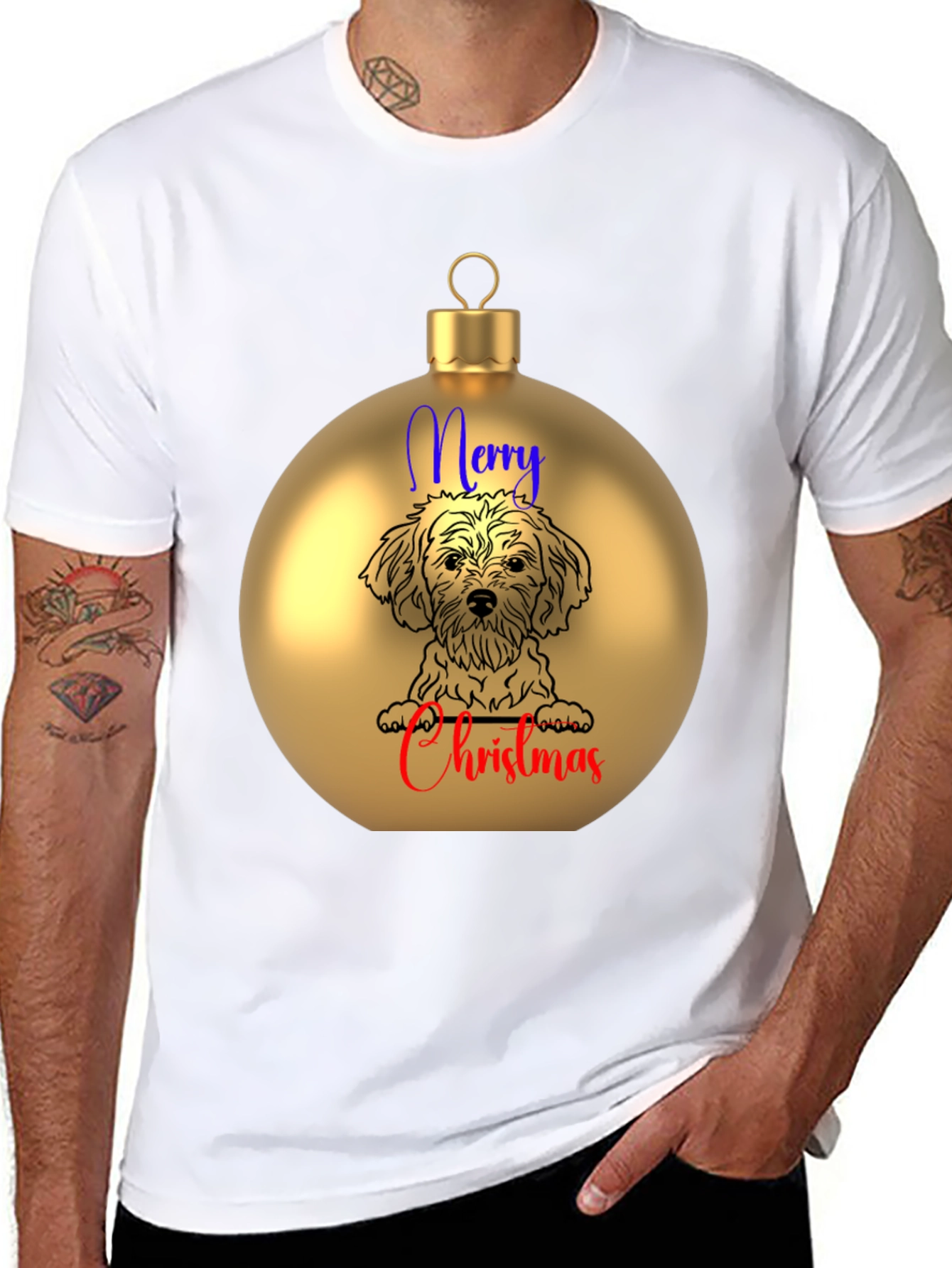 Merry Christmas Dog Ornament T-Shirt – Festive Dog Lover Tee