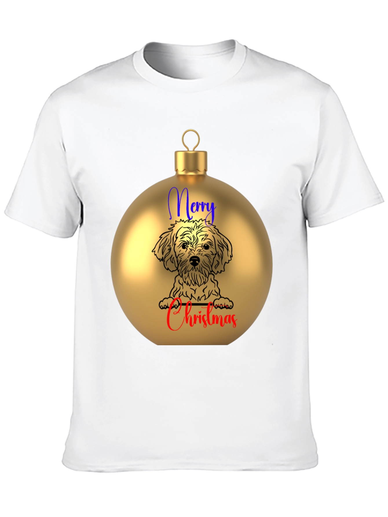 Merry Christmas Dog Ornament T-Shirt – Festive Dog Lover Tee