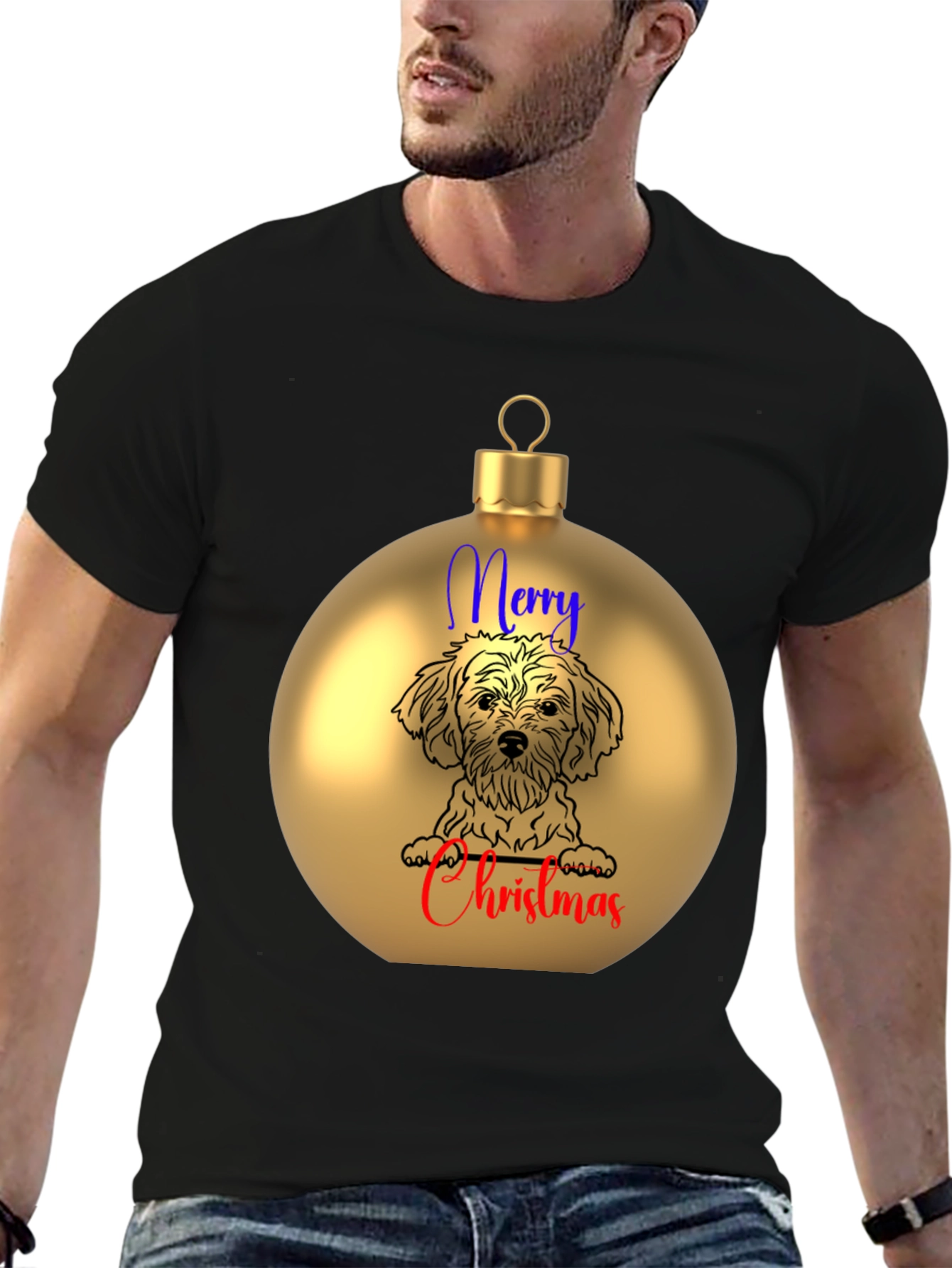 Merry Christmas Dog Ornament T-Shirt – Festive Dog Lover Tee