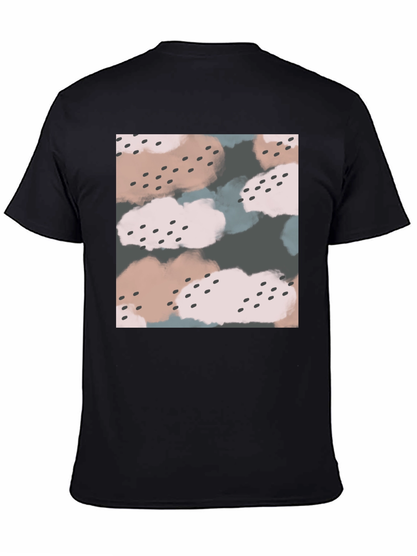 Abstract Cloud Print Black T-Shirt