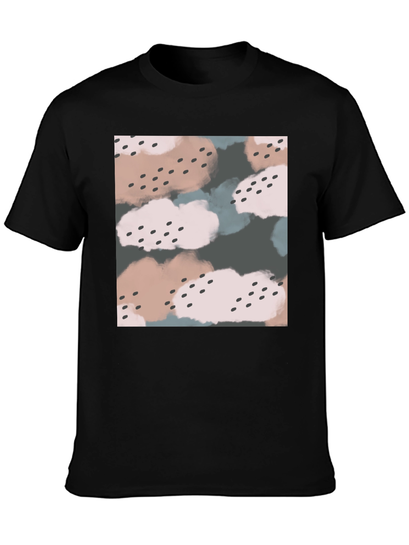 Abstract Cloud Print Black T-Shirt