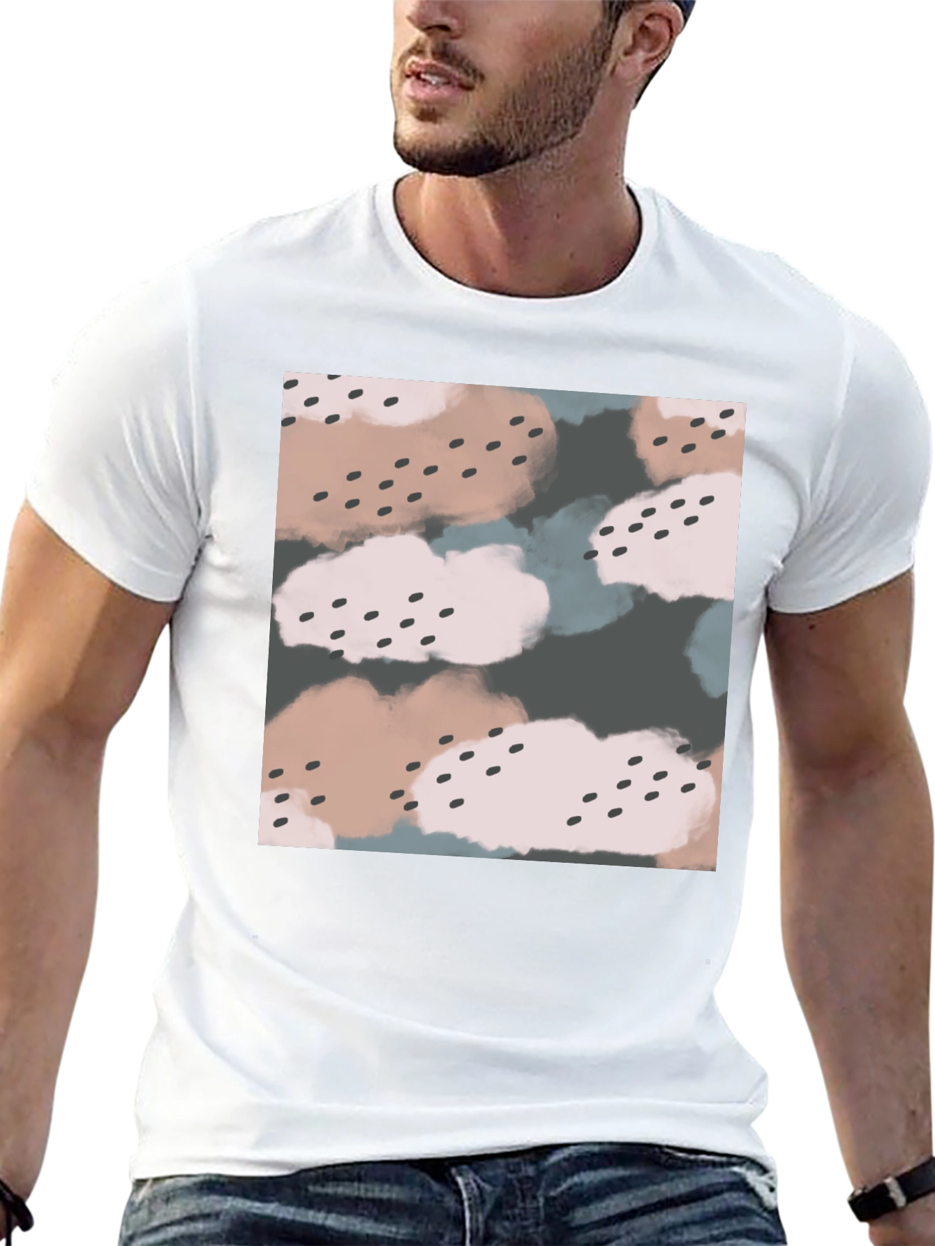 Abstract Cloud Print Black T-Shirt