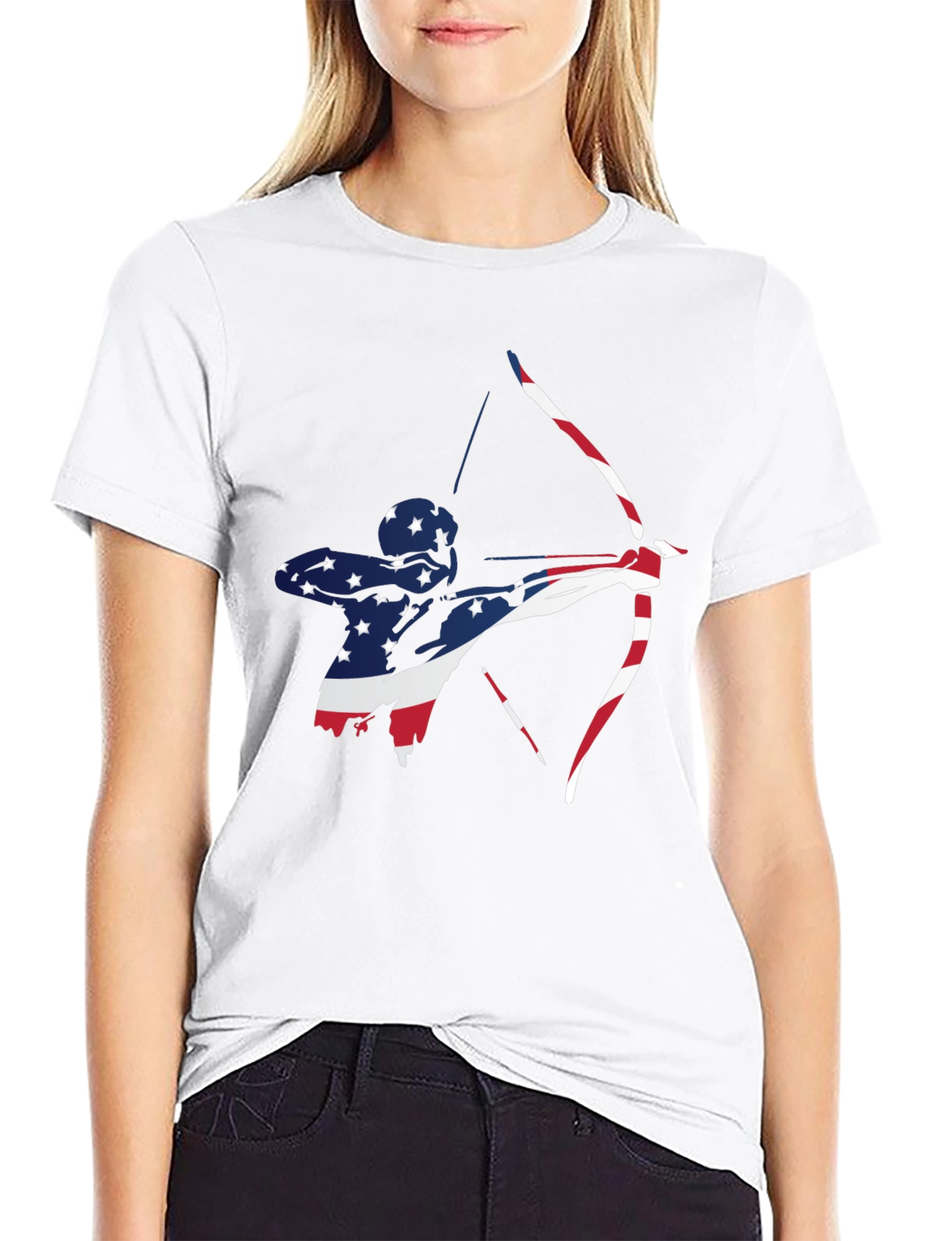 Patriotic Archer Graphic Tee - Black Cotton Blend