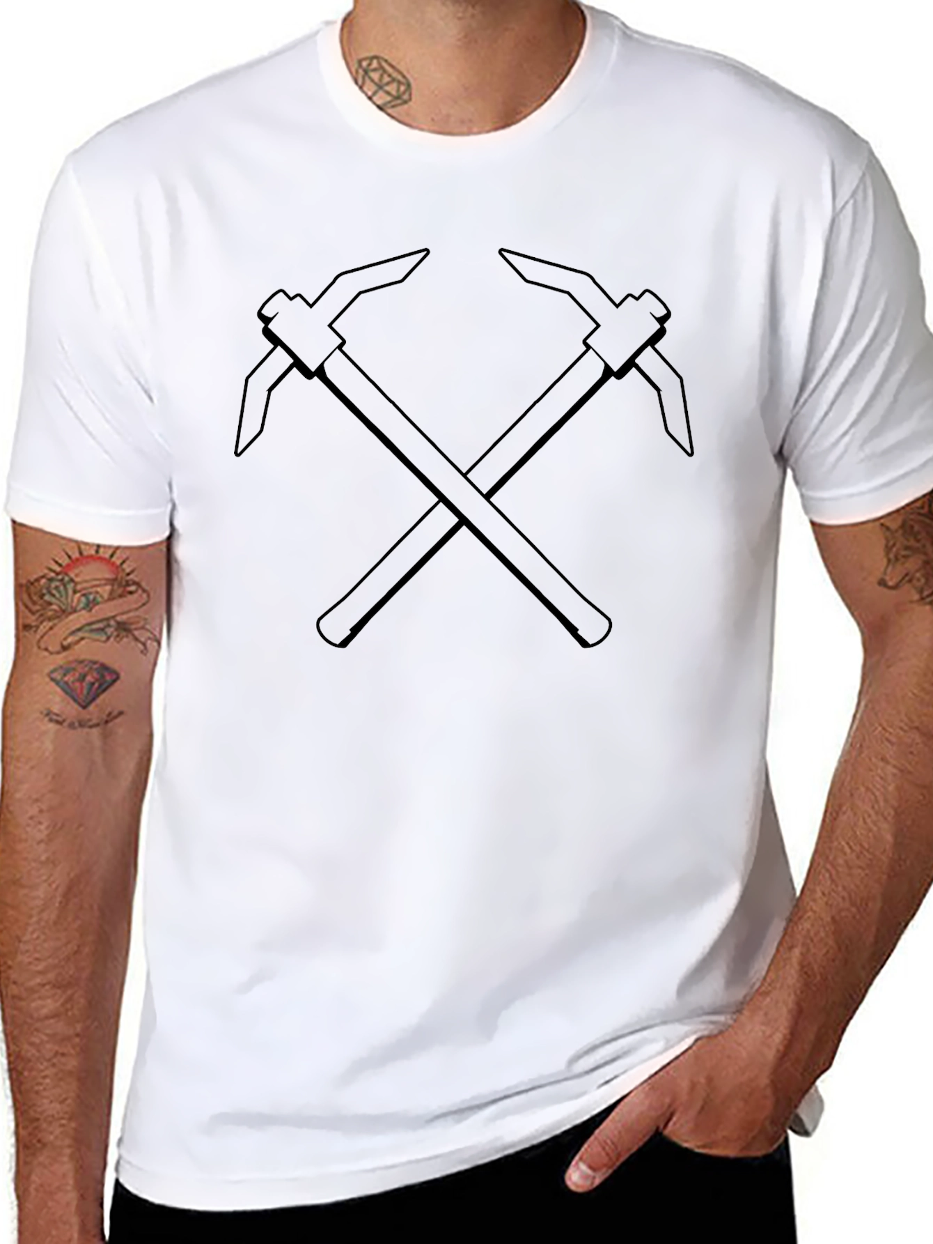 Crossed Pickaxes Black Graphic Tee